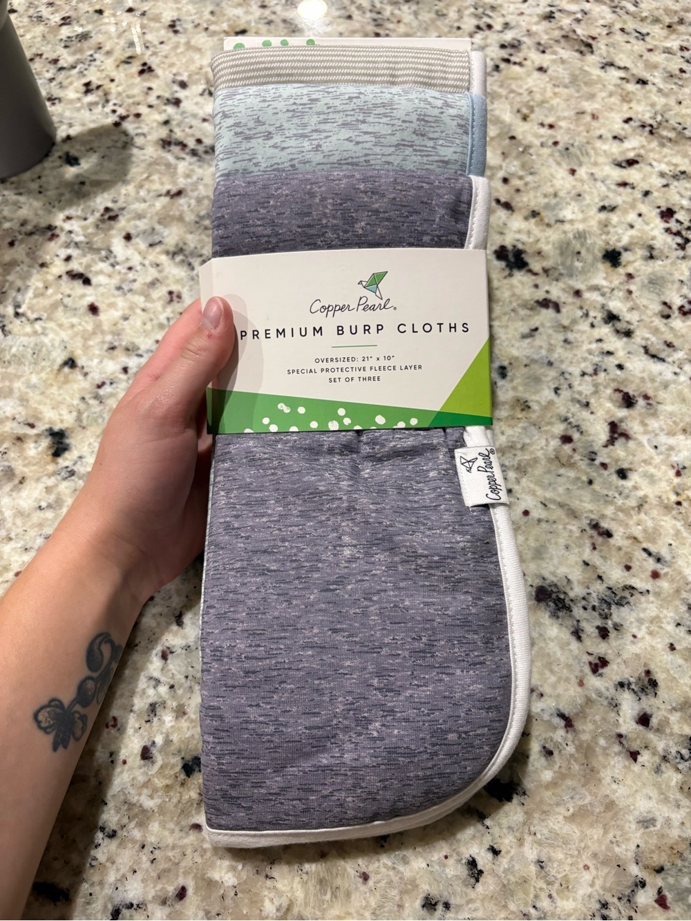 Cooper Pearl Premium Burp Cloths - Heather Gray (Set of 3)